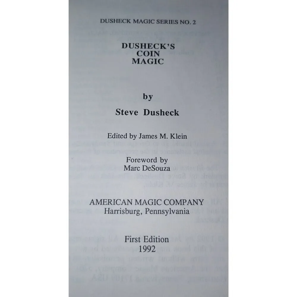 DUSHECK'S COIN MAGIC Dusheck's Magic Series No. 2 First Ed 1992
